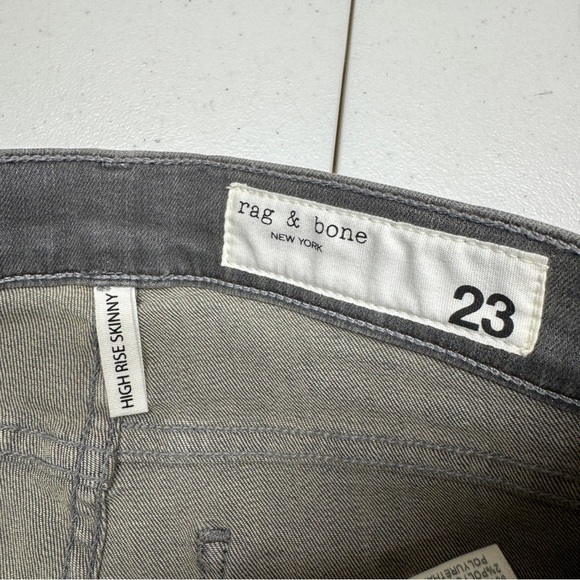 NWT Rag & Bone High Rise Skinny Coated Rin Gray Denim Jeans Womens 23 - Picture 10 of 16